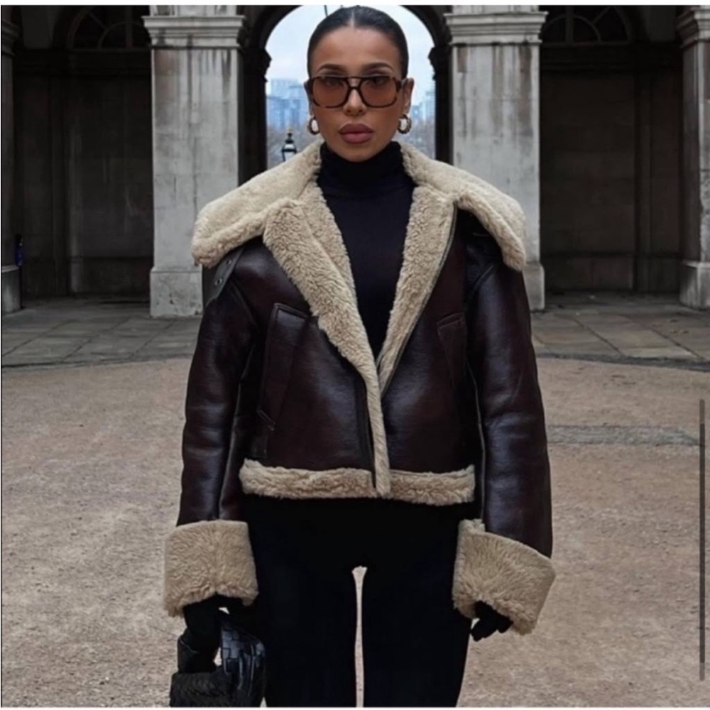 NWT Zara Shearling Aviator Jacket S